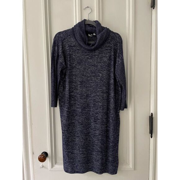 GAP Dresses & Skirts - Gap navy blue heather cowl neck long sleeve dress M